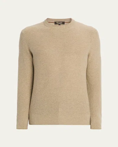 Loro Piana Men's Cashmere Girocollo City Crewneck Sweater In Brown