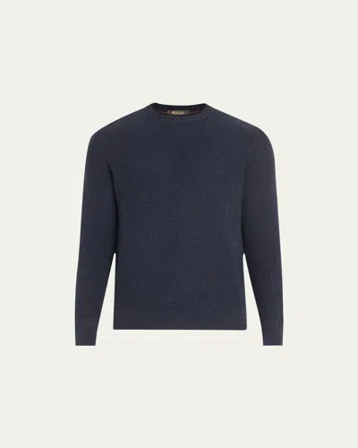 Loro Piana Men's Cashmere Girocollo City Crewneck Sweater In Blue