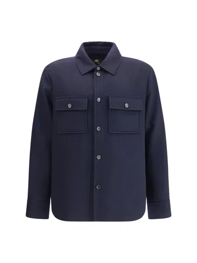 Loro Piana Jim Cashmere Flap-pocket Shirt In Blue