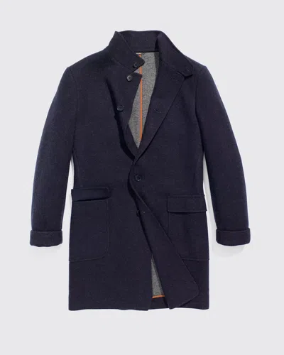 Loro Piana Men's Cashmere Sweater Coat In Blue Navy/grey Melange