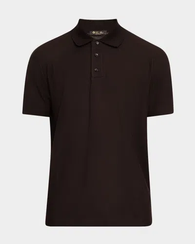 Loro Piana Men's Cerro Cotton And Cashmere Polo Shirt In Brown
