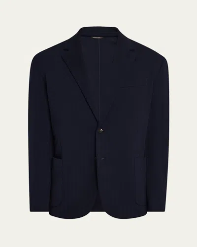 Loro Piana Men's Chevron Wool Sport Coat In Blue