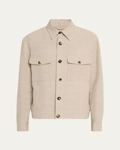 LORO PIANA MEN'S CLEM SUMMER LINEN AND SILK BLOUSON