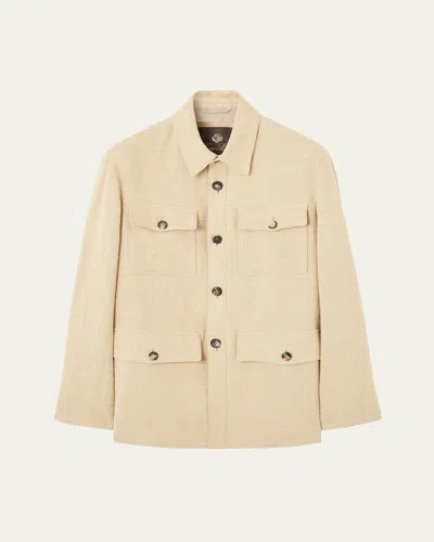 Loro Piana Men's Clem Summer Linen And Silk Shirt Jacket In Brown