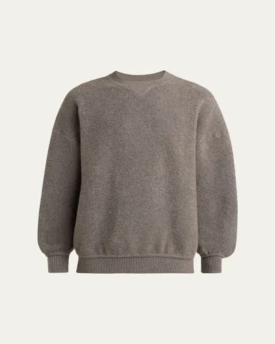 Loro Piana Men's Cocooning Wool And Cashmere Crewneck Sweater In Torbato Melange