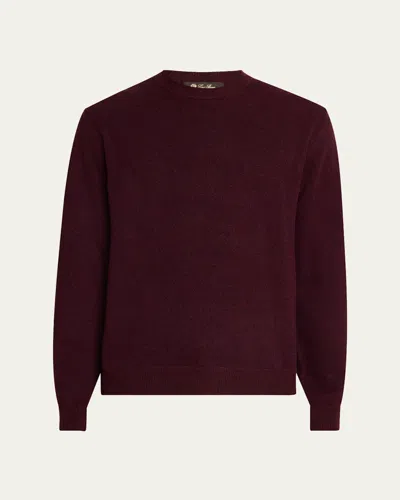 Loro Piana Men's Colonno Cashmere And Silk Crewneck Sweater In J1ve Cherry Liquer