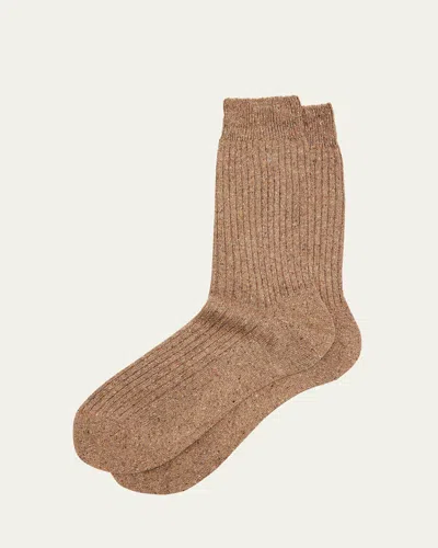 Loro Piana Men's Colonno Cashmere And Silk Mid-calf Socks In J1vc Rustic Undergro