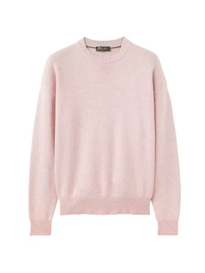 Loro Piana Men's Washiba Cotton-cashmere Crewneck Sweater In Pink