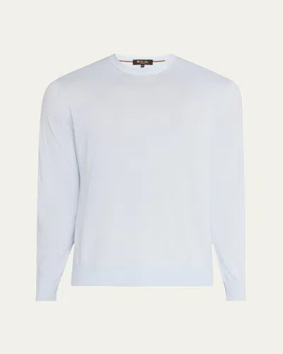Loro Piana Men's Cotton Crewneck Sweater In 60ke Periwinkle