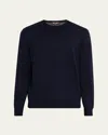 Shop Loro Piana Men's Cotton Crewneck Sweater In W000 Blue Navy