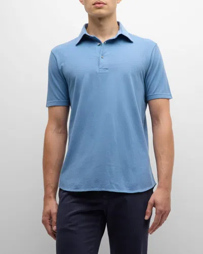 Loro Piana Men's Cotton Pique Polo Shirt In Tempesta Unito