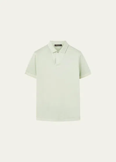 Loro Piana Men's Cotton-silk Polo Shirt In 50x8 Trailing Vin