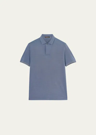 Loro Piana Men's Cotton-silk Polo Shirt In Blue