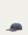 Loro Piana My Leather-trimmed Denim Baseball Cap In Surge Blue