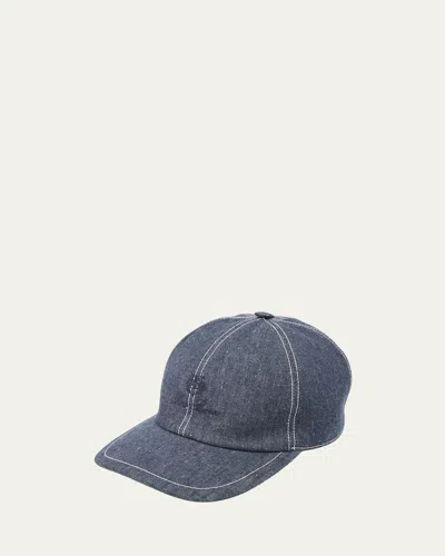 Loro Piana Men's Denim Six-panel Baseball Cap In W13k Surge Blue