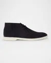 Loro Piana Men's Desert Walk Suede Derby Shoes In Blue Navy