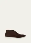 Loro Piana Men's Desert Walk Suede Derby Shoes In Dark Brown
