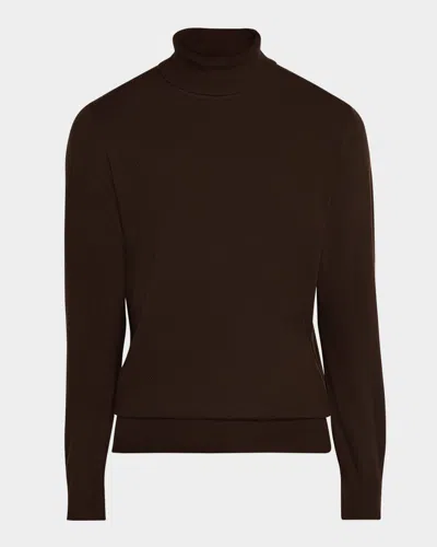 Loro Piana Men's Dolcevita Cashmere Turtleneck Sweater In Chocolate Noire