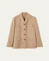 Loro Piana Men's Dover Linen Jacket In Brown