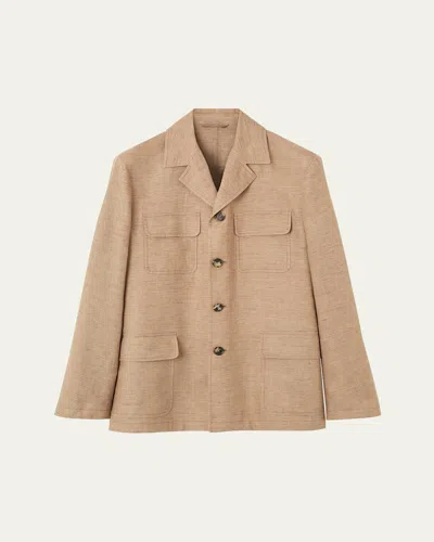 Loro Piana Men's Dover Linen Jacket In Brown