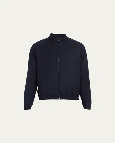 Loro Piana Men's Duo Wool Bomber Jacket In Navy