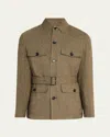 Loro Piana Men's Edmore Linen Field Jacket In Brown