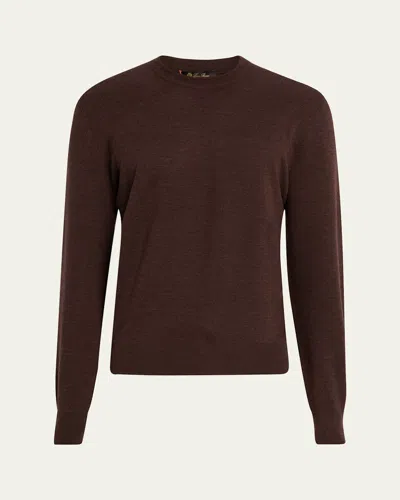 Loro Piana Men's Empire Wish Wool Crewneck Sweater In Brown