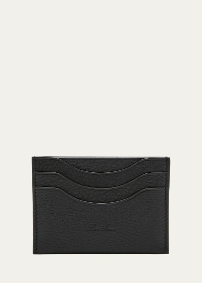 Loro Piana Men's Extra Grained Calfskin Card Holder In Black