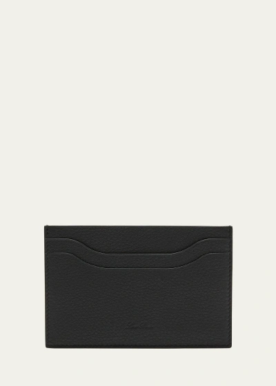 Loro Piana Men's Extra Grained Calfskin Card Holder In Black