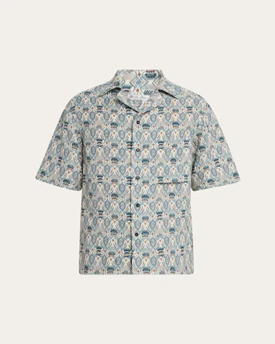 Loro Piana Men's Federico Linen Camp Shirt In Multi