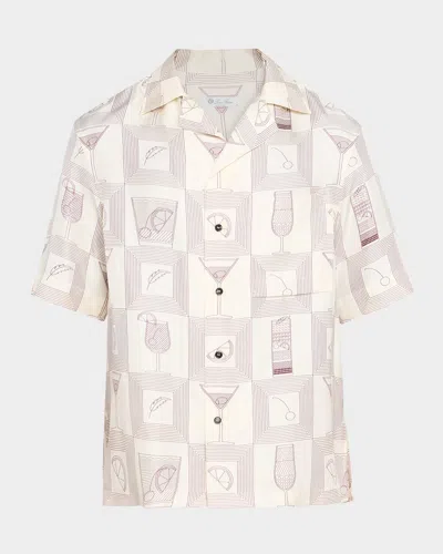 Loro Piana Men's Federico Twill Short-sleeve Shirt In Multi