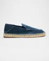 Loro Piana Men's Foldover Suede Espadrille In Black