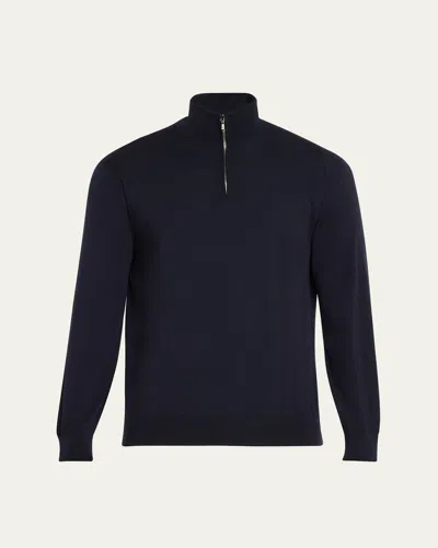 Loro Piana Men's Gift Of Kings Wool Quarter-zip Sweater In Navy