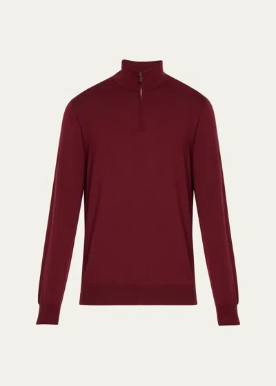 Loro Piana Men's Gift Of Kings Wool Quarter-zip Sweater In R08y Red Ink