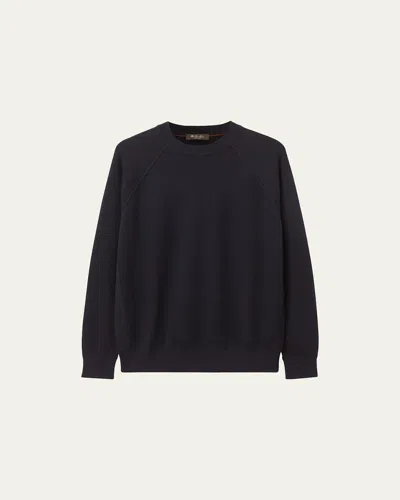 Loro Piana Men's Girocollo Balfour Crewneck Sweater In Blue/navy