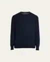 Loro Piana Men's Vicuna Wool Crewneck Sweater In Blue/navy