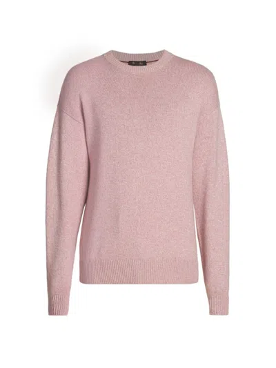 Loro Piana Men's Girocollo Cotton-cashmere Sweater In Pink