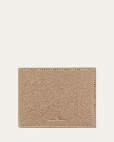 Loro Piana Men's Grained Leather Bifold Wallet In Brown