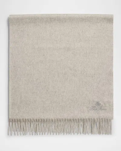 Loro Piana Men's Grande Unita Cashmere Scarf In Silver Marble Melange