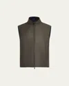 Loro Piana Men's Grian Gifts Of Kings Reversible Full-zip Vest In B4za Reed Green  Bl