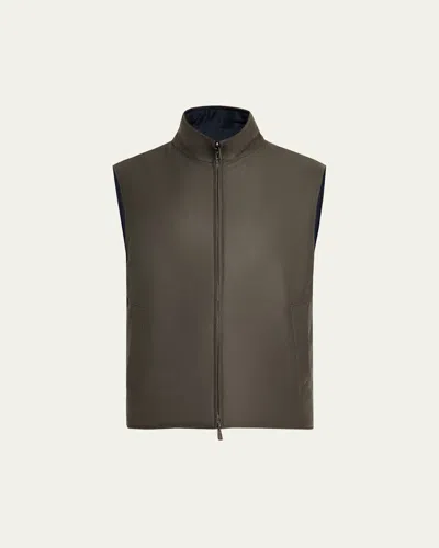 Loro Piana Men's Grian Gifts Of Kings Reversible Full-zip Vest In B4za Reed Green  Bl