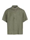 Loro Piana Men's Hakusan Linen Shirt In Green Landscape