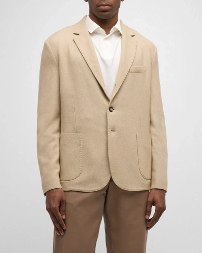Loro Piana Men's Houndstooth Two-button Soft Jacket In Sahara Shade