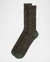 Loro Piana Men's Ispra Ribbed Mottled Cotton Socks In Clearing At Night