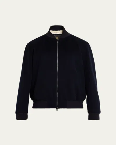 Loro Piana Men's Ivy Cashmere Bomber Jacket In Black