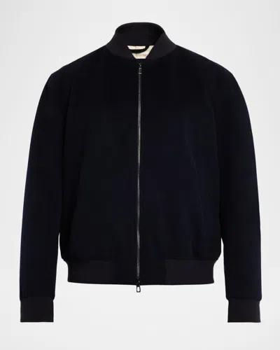 Loro Piana Men's Ivy Cashmere Bomber Jacket In Blue