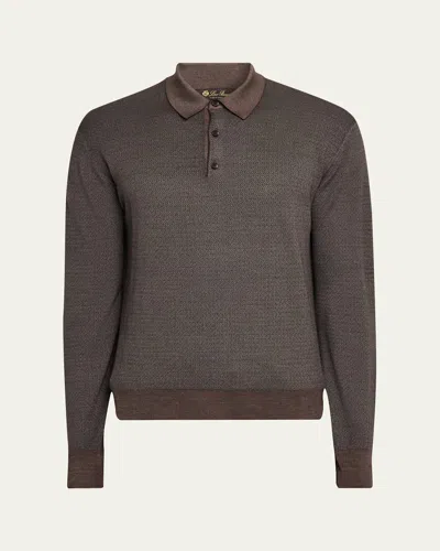 Loro Piana Men's Jacaranda Long-sleeve Polo Shirt In Brown