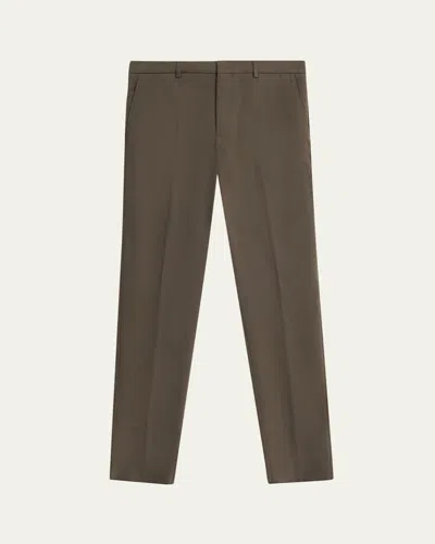Loro Piana Men's Jarno Cotton Straight Fit Flat-front Pants In Green