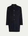 Loro Piana Men's Javier Double Knit Cashmere Rain Overcoat In Black