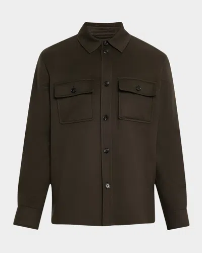 Loro Piana Men's Jim Cashmere Overshirt In Brown